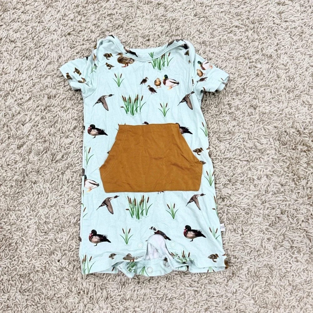 NWOT‎ Dragonfly dreams bamboo Shortall bodysuit size 3-6 months duck print
